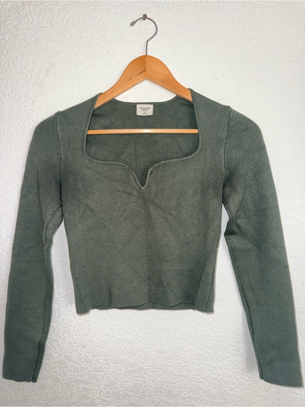 Abercrombie & Fitch Olive Green Square-Notch Crop Top